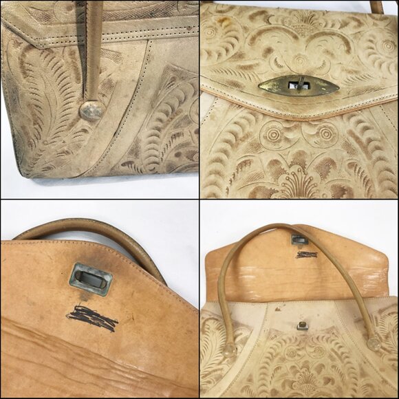 Vintage Purse Mexican Tooled Leather Western Handbag AS IS - Picture 7 of 8
